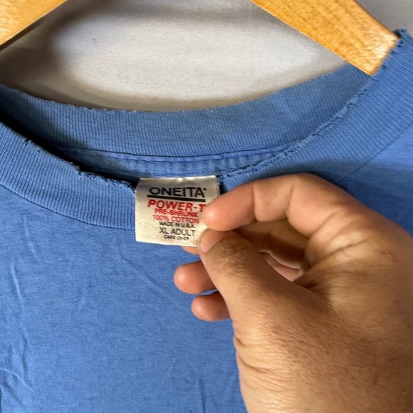 Vintage Blue T Shirt Cactus Graphic Print Pocket Tee Mens XL Oneita Power T - Picture 4 of 8